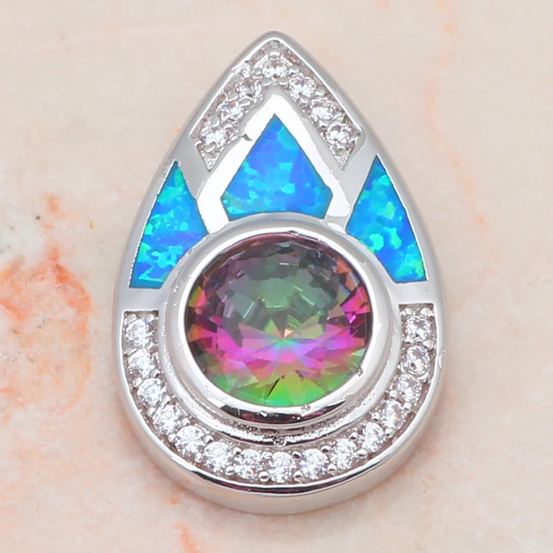 Высокое качество Многоцветный Циркон Синий огненный опал Мода серебряные