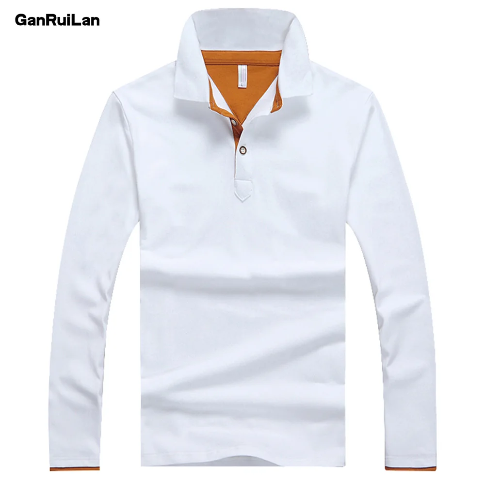 

2022 Solid Polos Shirt Men Long Sleeve Cotton Mens Polo Tops Spring Autumn Brand Male Polo Classic Business Father Dress B0326