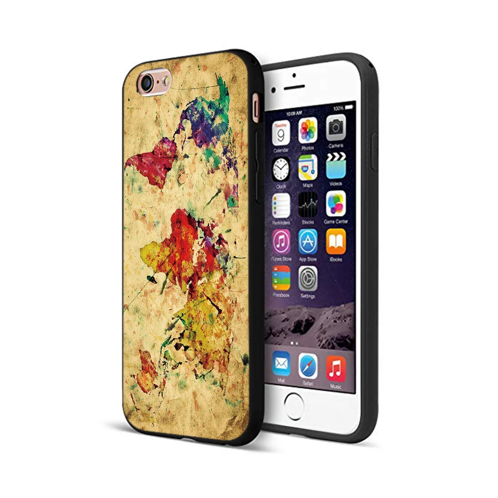 Черный ТПУ чехол для iphone 5 5s se 6 6s 7 8 plus x 10 силиконовый XR XS 11 pro MAX путешествий карта