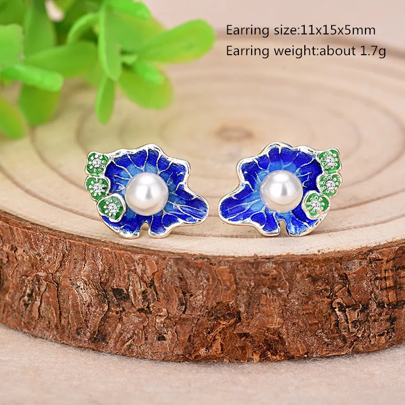 

Buyee Women Ethnic Stud Earring Vivid Lotus Leaf 925 Sterling Silver Pearl Earring for Women Girl Excellent Jewelry