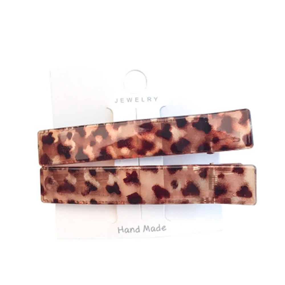 1 пара Leopard Печатные заколки уксусной кислоты зажим для Для женщин сбоку отщелкивающиеся заколки заколка для волос для девочек аксессуары для укладки волос Новое поступление