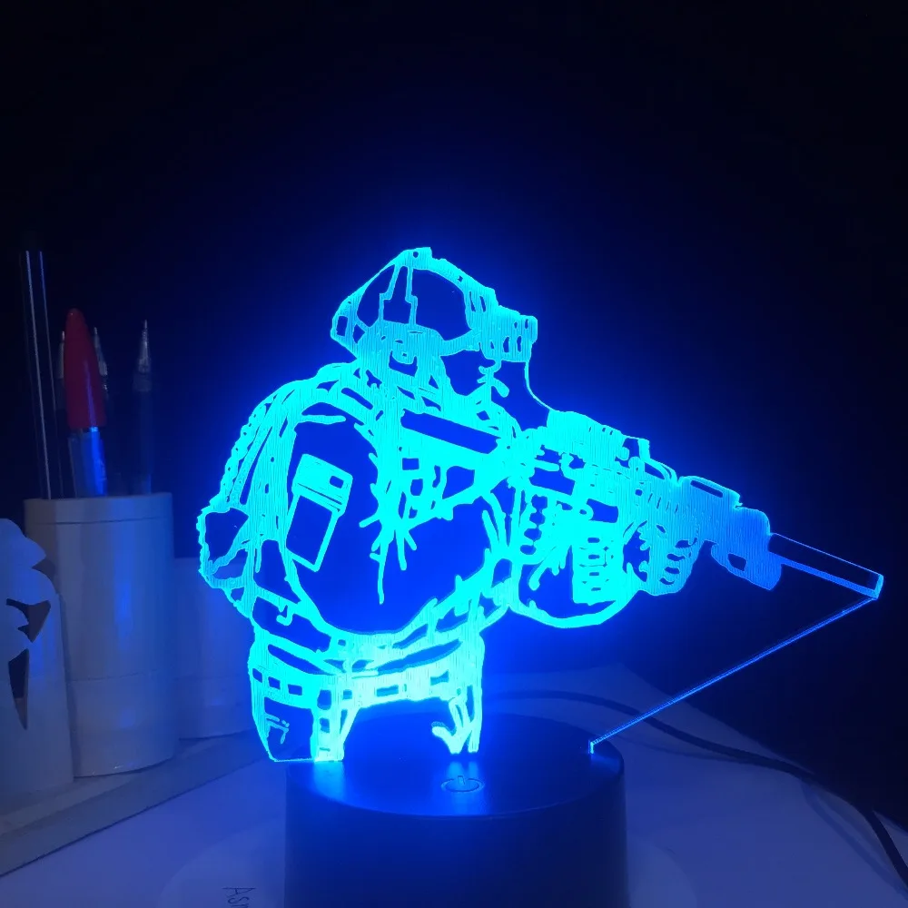 Армейский солдат USB 3D лампа 7 цветов Сенсорное дистанционное управление