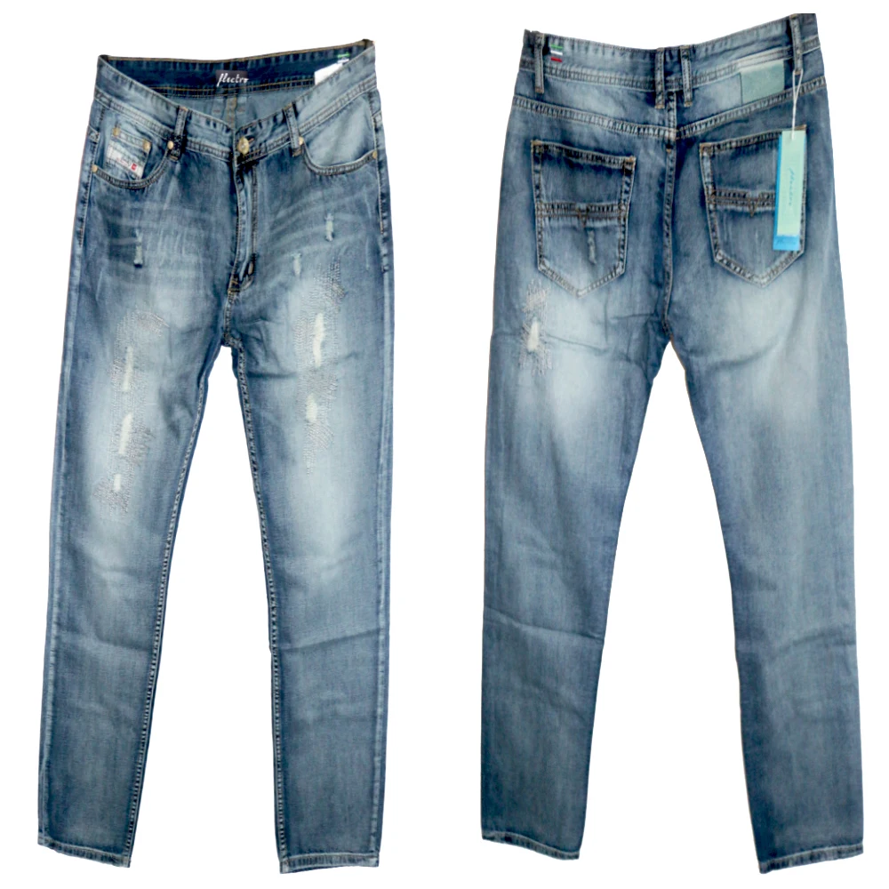 Модные мужские джинсы повседневные штаны для отдыха Синие Серые обтягивающие