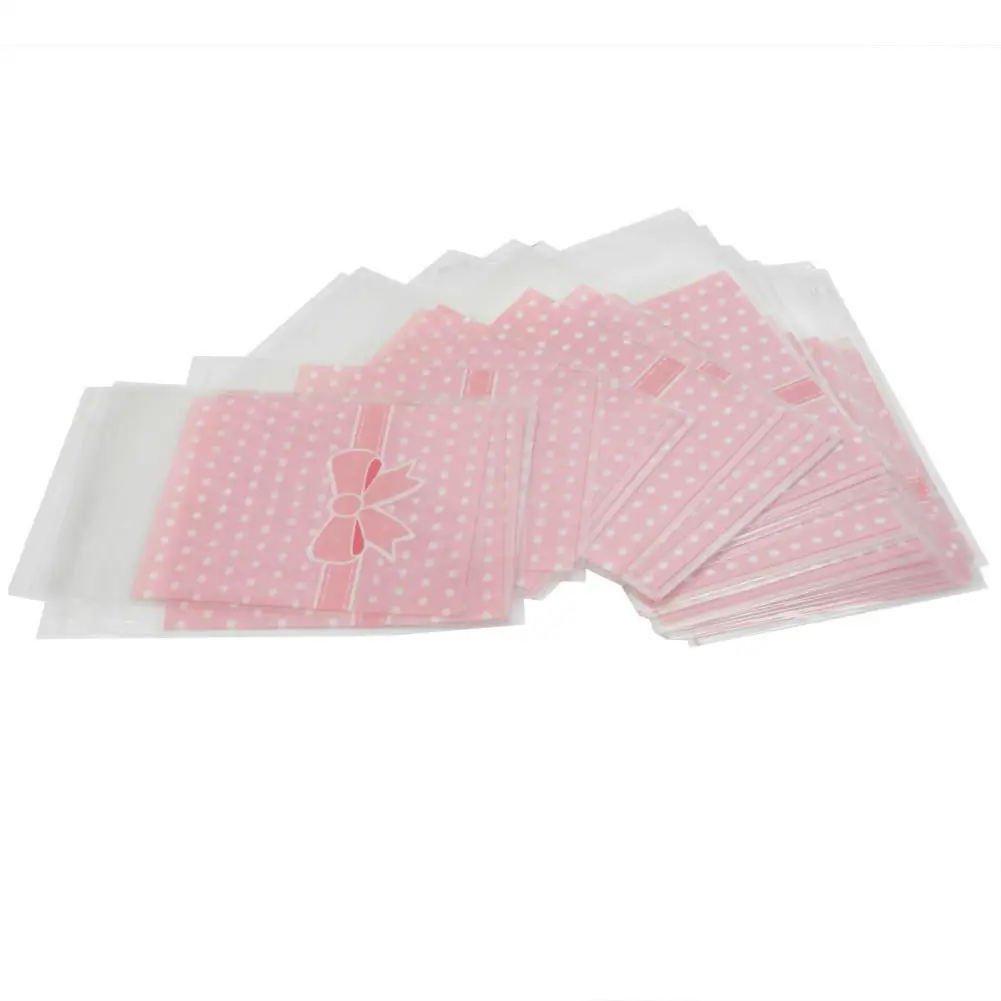 50 шт. Милый Бант в горошек самоклеящийся пластиковый пакет 7 9 см ширину для