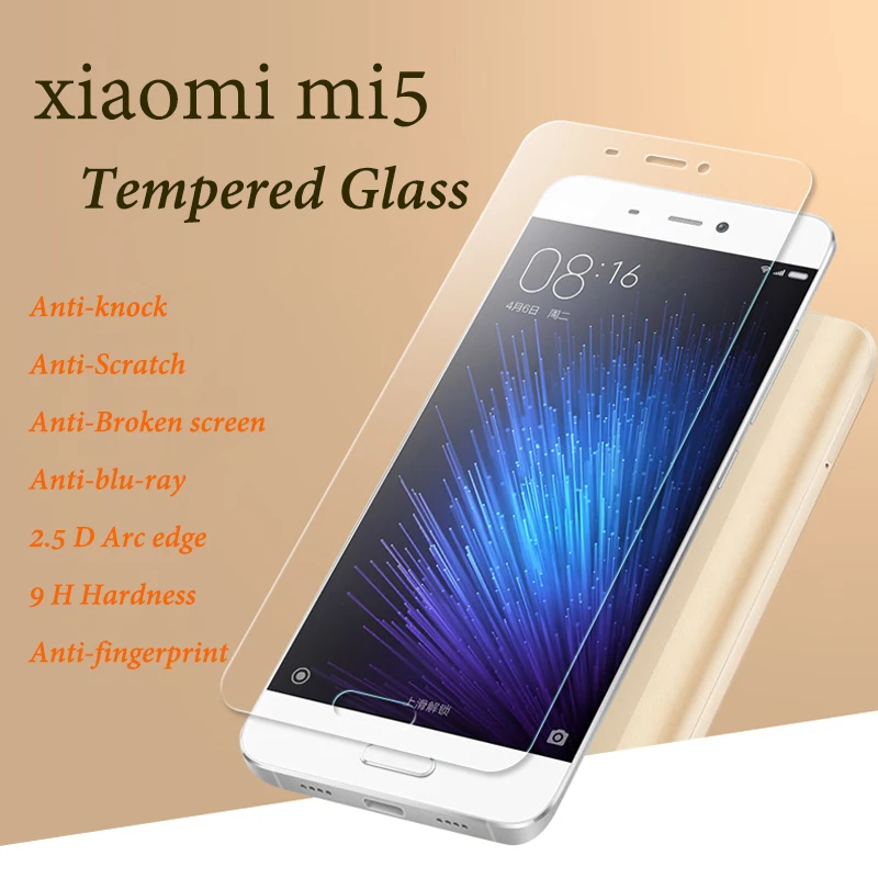 2 шт/Анти-взрыв для Xiaomi Mi5 M5 телефон Закаленное стекло протектор экрана 0 26 мм 5 D Arc