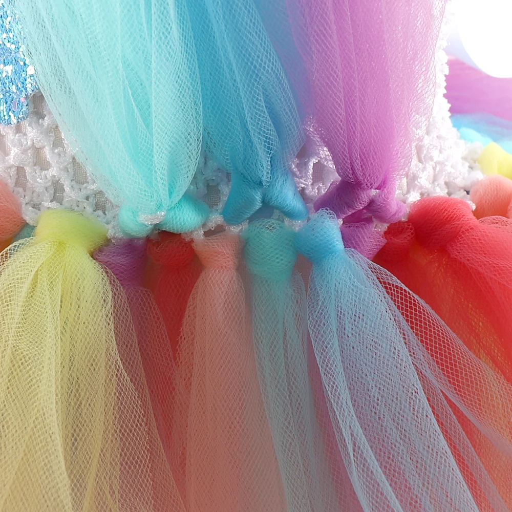 Girls Mermaid Flowers Tutu Dress With Headband Cotton Lining Matching Hair Hoop Set for Kids Birthday Theme Party | Тематическая