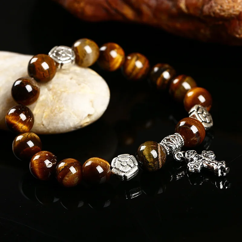 Стиль выбора: натуральная лава черный кристалл оникс тигровый глаз браслет с