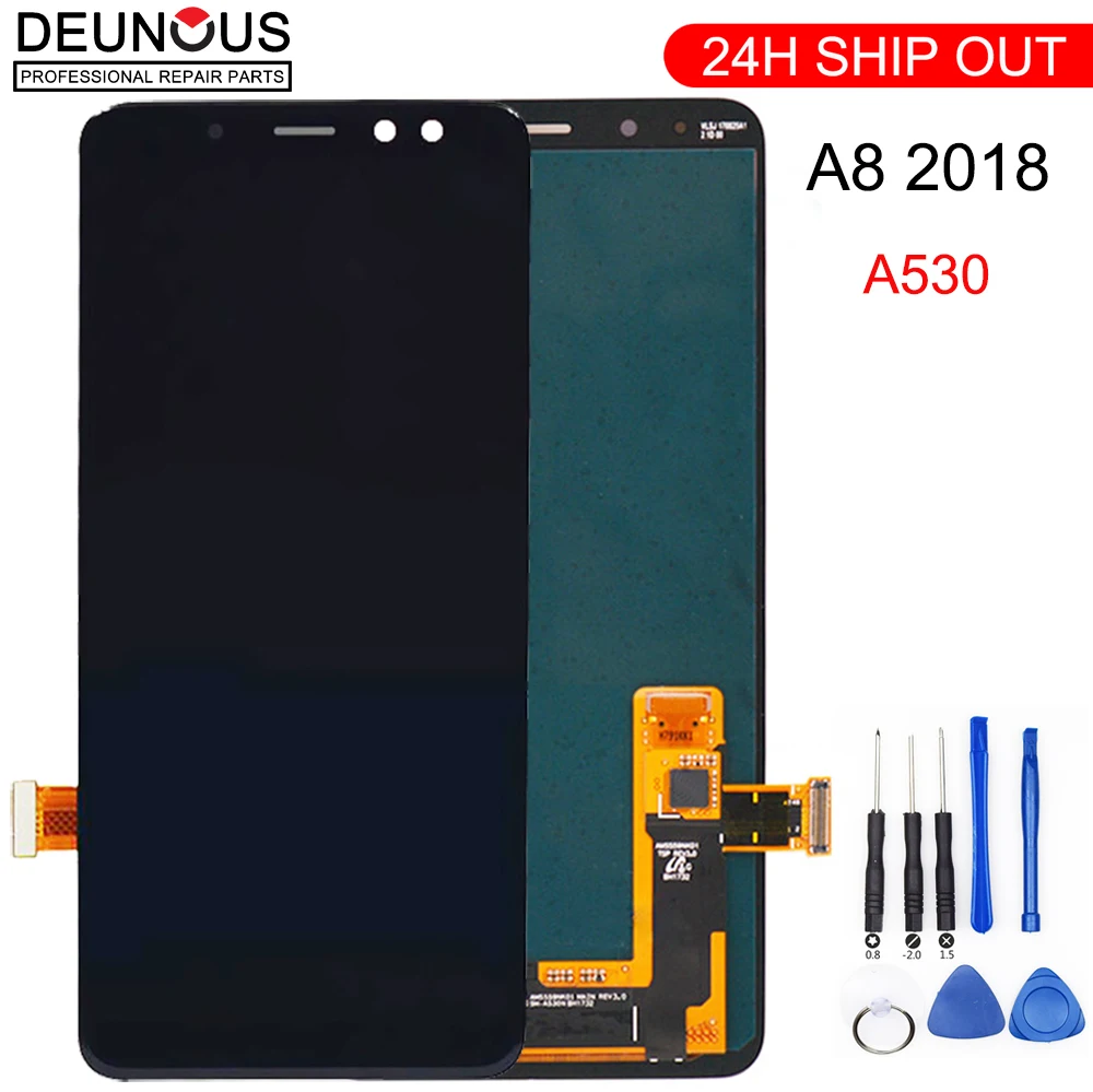Super AMOLED для Samsung A8 lcd 2018 A530f кодирующий преобразователь сенсорного экрана в сборе A530DS A530N для samsung a530f дисплей с рамкой
