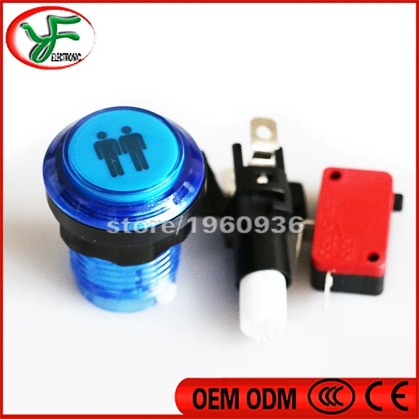 2 шт. прозрачная подсветка 1P 2P логотип светодиодный старт Аркады Кнопка с