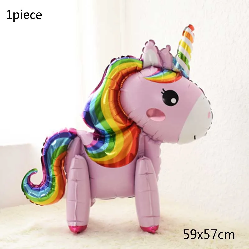59cm pink unicorn Вечерние одноразовые столовые приборы в виде единорога, баннеры с флагом, Детские баннеры для девочек на первый день рождения, вечерние скатерти - Цвет: 59cm pink unicorn