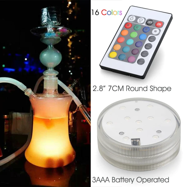 

(12 pieces/lot) 3AAA Battery Operated Remote Controlled 10 Multi-colors LED Vase Light Submersible Led light Waterproof LED Base