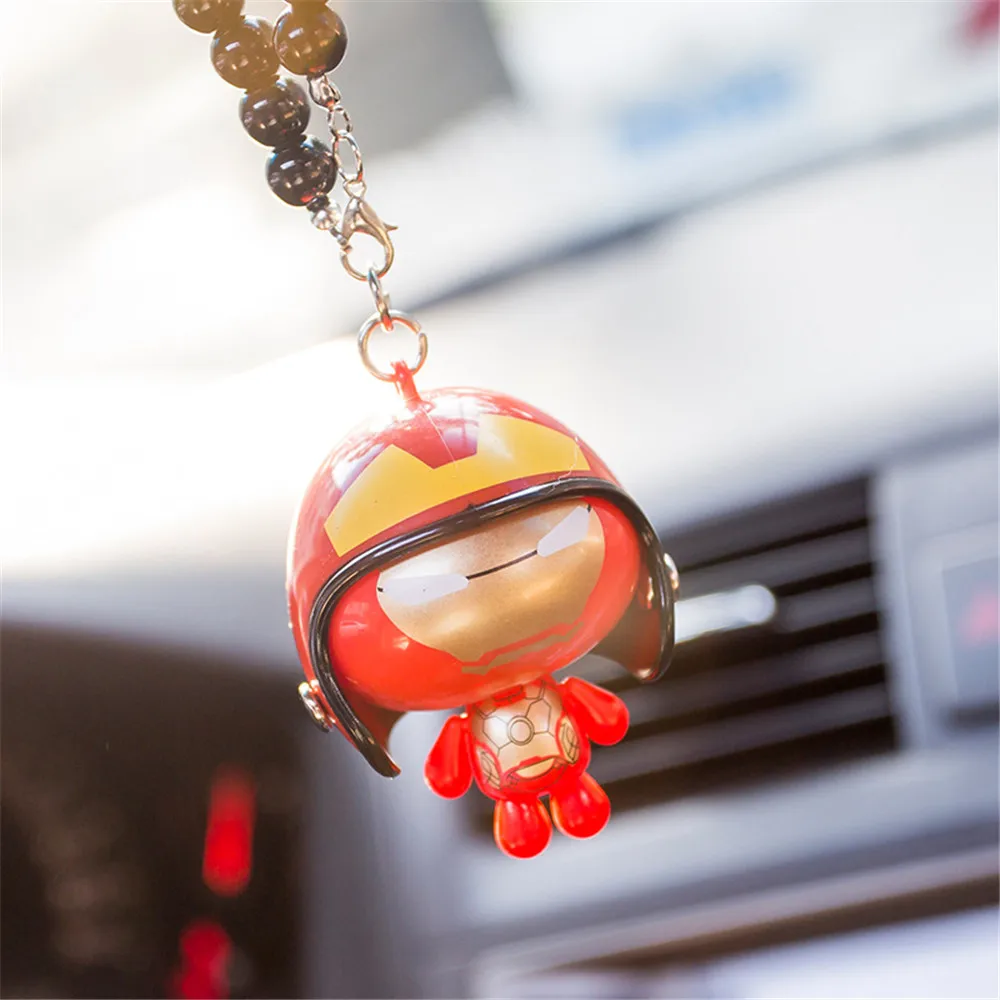 Автомобильный ювелирный кулон, милый шлем Baymax, мультяшная кукла, Автомобильные украшения, Автомобильное зеркало заднего вида, Висячие аксессуары для авто