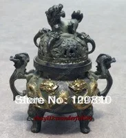 Избегать Китай коллекция Винтаж бронза Статуи свинка Dragon повезло Ладан