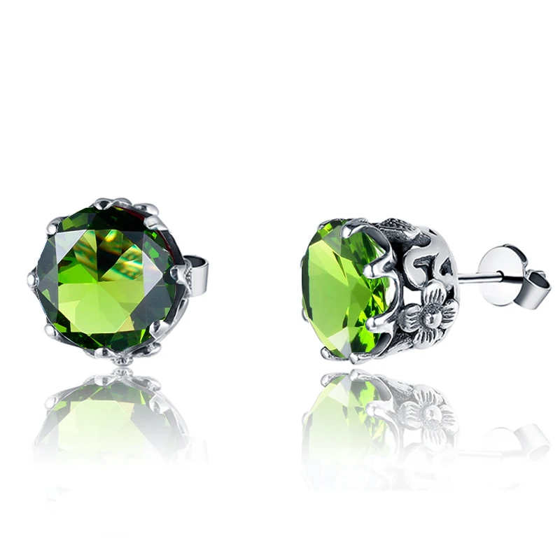 Женские серебряные серьги гвоздики ювелирные изделия из перидота в стиле ретро