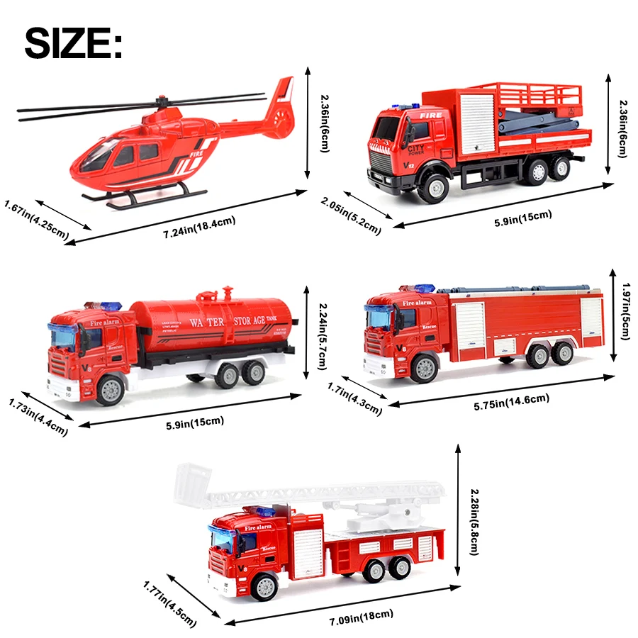 5 шт. набор пожарная машина сплав Игрушки для мальчиков литье под давлением