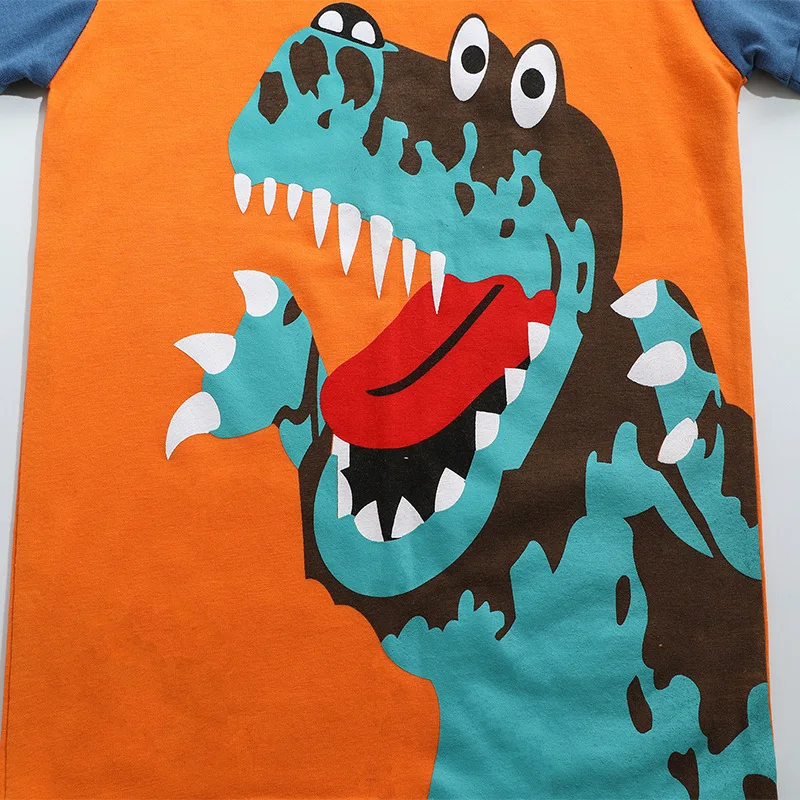 Летний комплект одежды для мальчиков футболка с принтом тираннозавра детская