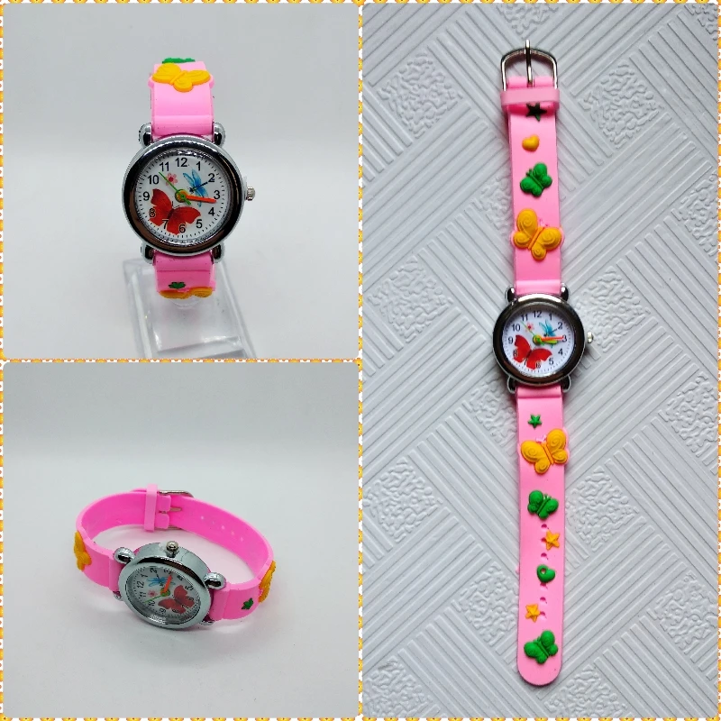 Часы Детские кварцевые с циферблатом-бабочкой милые повседневные силиконовым