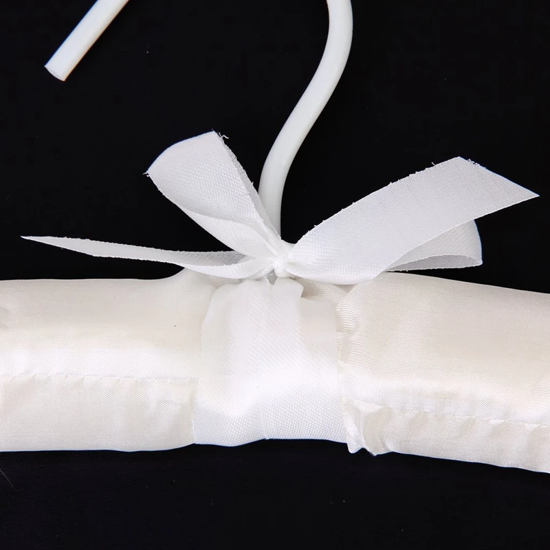 

5 X White Satin Padded Clothes Hook Hanger