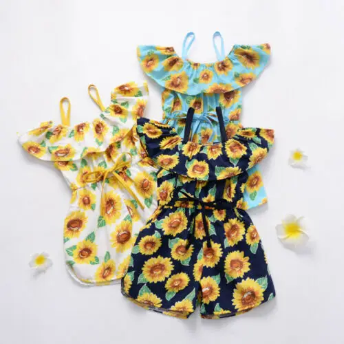 Toddler Baby Girl Clothes Sling Sunflower Romper Jumpsuit Overall Outfit Sunsuit | Мать и ребенок
