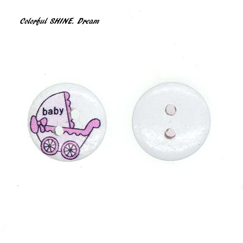 50PCs Wholesale Natural Wooden Buttons Round Cute Baby Design Scrapbooking Sewing Accessories DIY Craft 2 Holes 15mm Dia. | Дом и сад