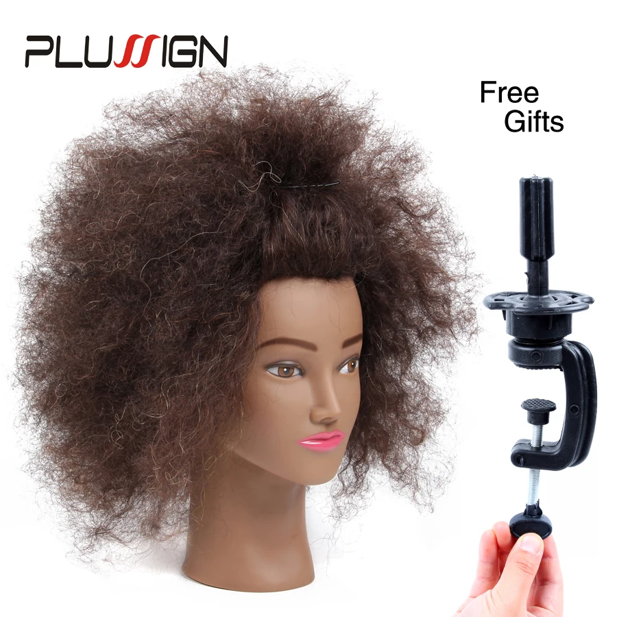 Кукла-манекен Plussign черная голова-манекен для парикмахерских тренировок | - Фото №1
