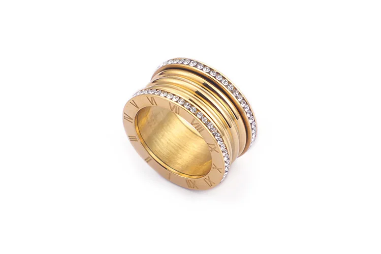 gold Kalen, новинка, 3 цвета, нержавеющая сталь, Bague Femme, трендовые, кубический циркон, обручальные кольца для женщин, римские цифры, Anillos Mujer, ювелирные изделия - Цвет основного камня: gold