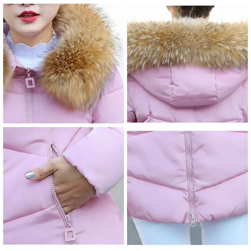 Vraxale 2017 Winter New Cotton-padded Jacket Medium-long Wadded Female Thickening Slim Large Fur Collar Parkas | Женская одежда