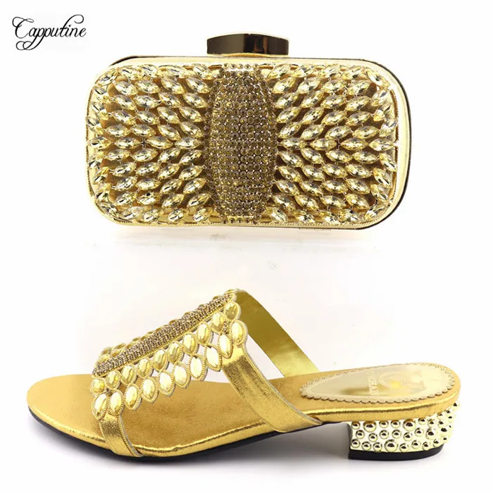 Роскошные свадебные/вечерние туфли лодочки на среднем каблуке золотистого цвета