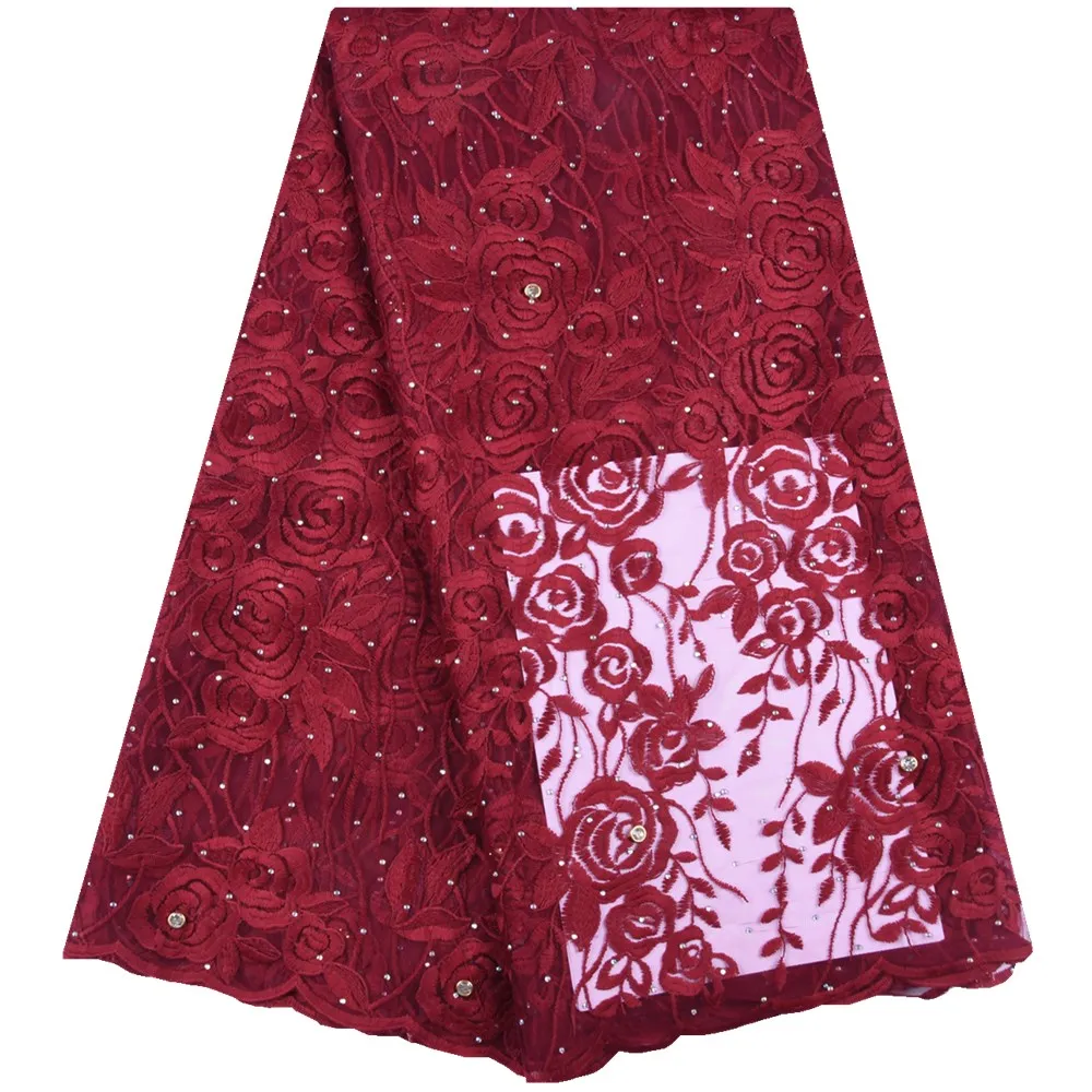 Французская небесно голубая кружевная ткань африканский тюль с вышивкой камнями