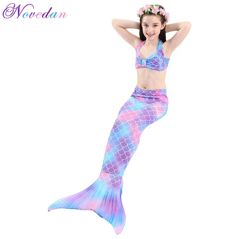 3 шт./компл. для маленьких девочек костюм Русалочка Купальный купальный с хвостом