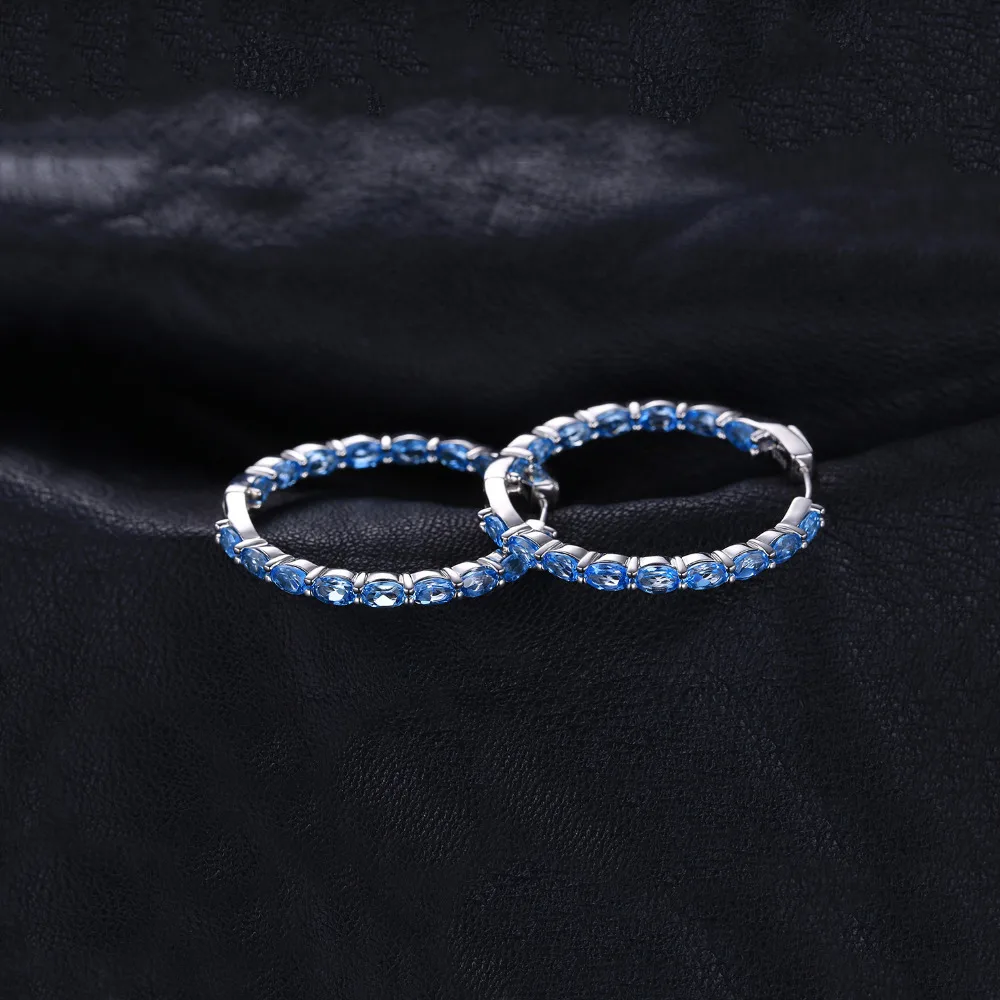 JewelryPalace огромный 13.5ct натуральный Небесно Голубой топаз Серьги Кольца Подлинная