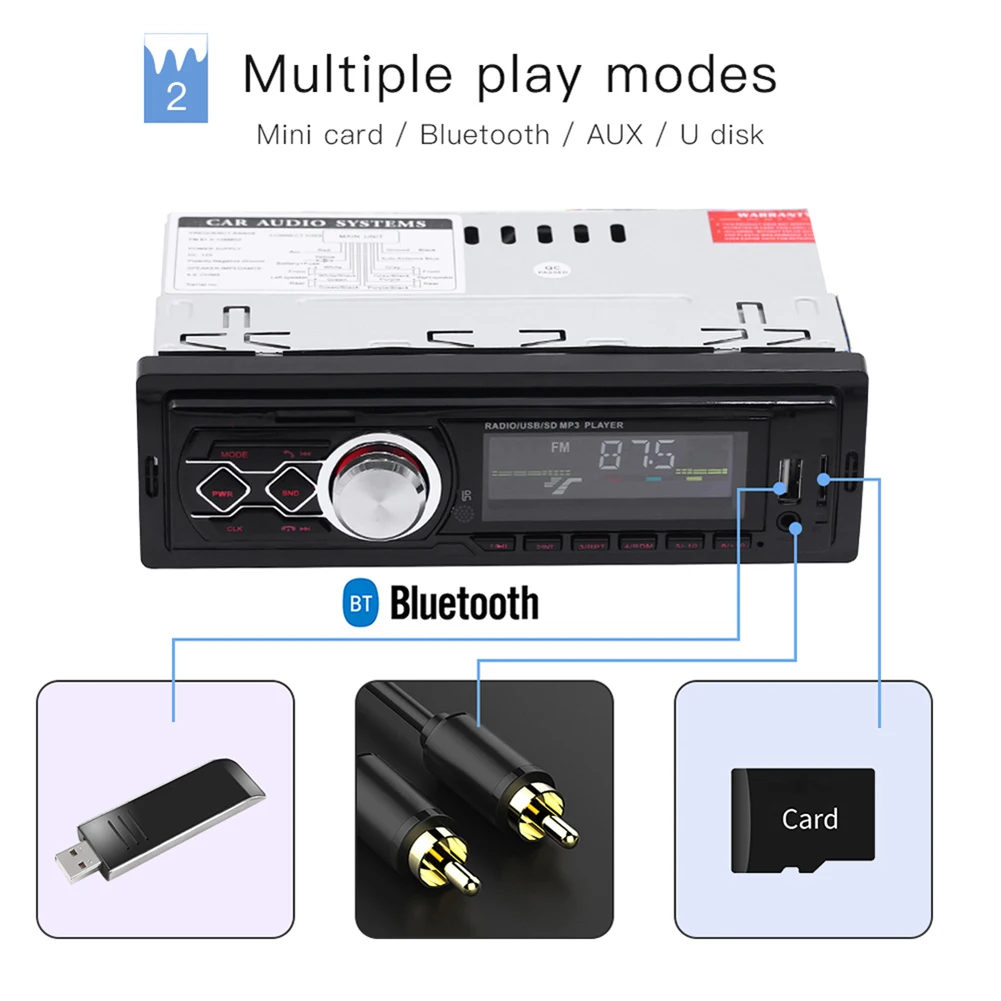 Автомагнитола 12 В автомобильная стереосистема bluetooth usb аудио mp3 рекордер sd aux вход