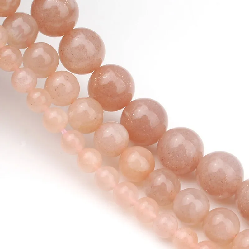 Круглые бусины из натурального камня A + Sunstone 4 6 8 мм для изготовления ювелирных