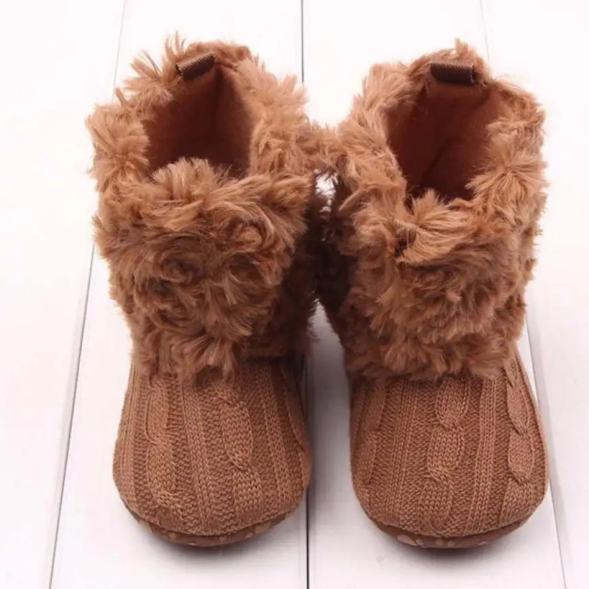Зима 2017 детские ботинки для новорожденных вязаные крючком флисовые маленьких