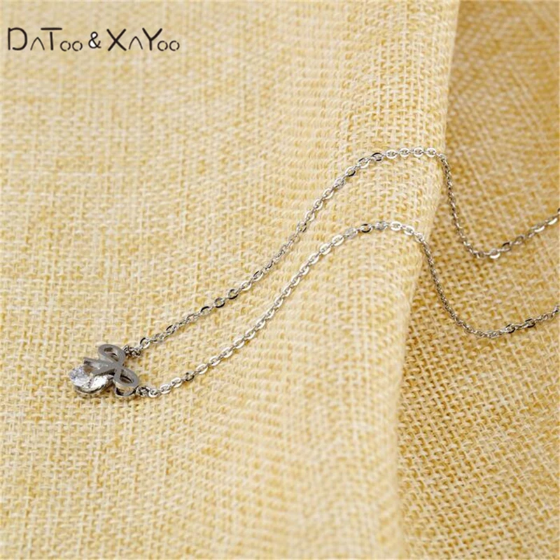 DAToo &amp XAYoo New Fashion Rose Gold Plated Necklaces For Women Stainless Steel Pendant Necklace Jewelry Woman Bowknot | Украшения и