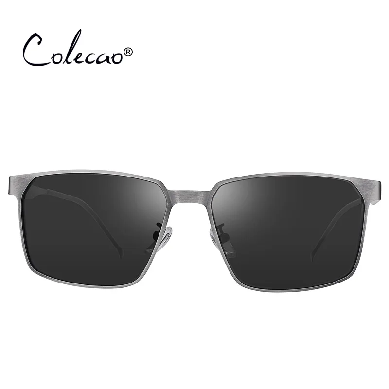 Квадратные металлические солнцезащитные очки Мужские поляризационные оправы