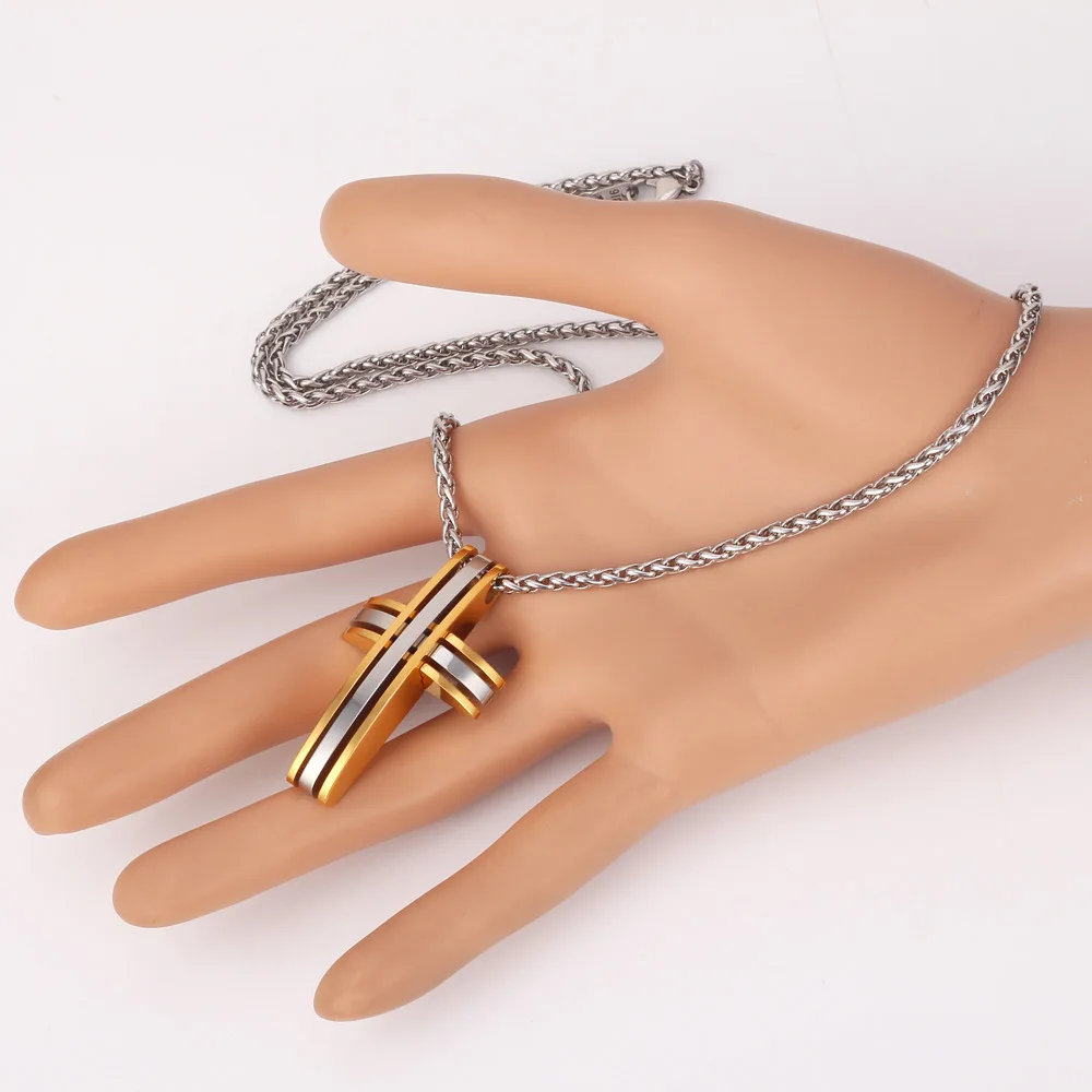 Цепочка с подвеской в виде креста из нержавеющей стали 55 см | Украшения и