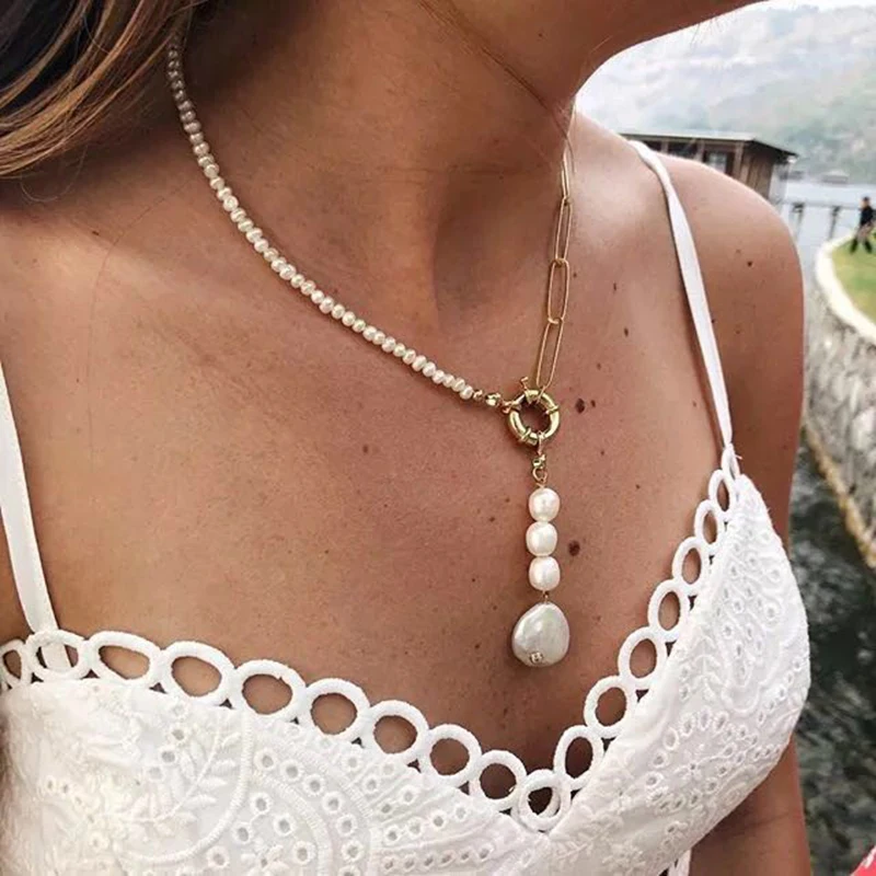 

MOLOYE 2019 New Bracelet Necklace Set Freshwater Pearl Personality Necklace Elegant Fashion Women's Party Gift