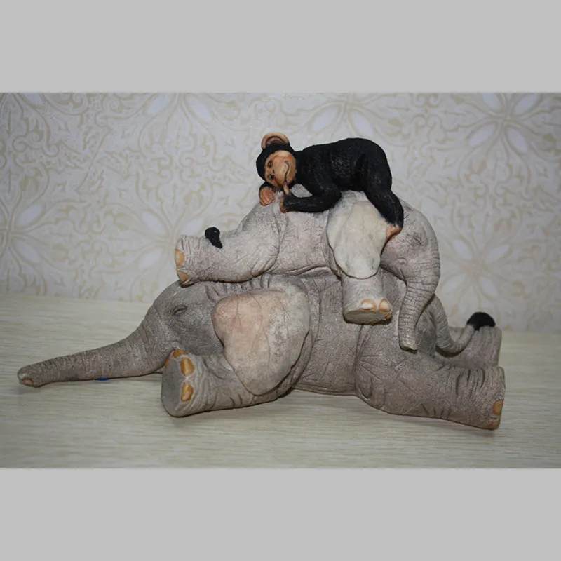 Бесплатная доставка фигурки для мамы и ребенка слона обезьяны игрушка из смолы