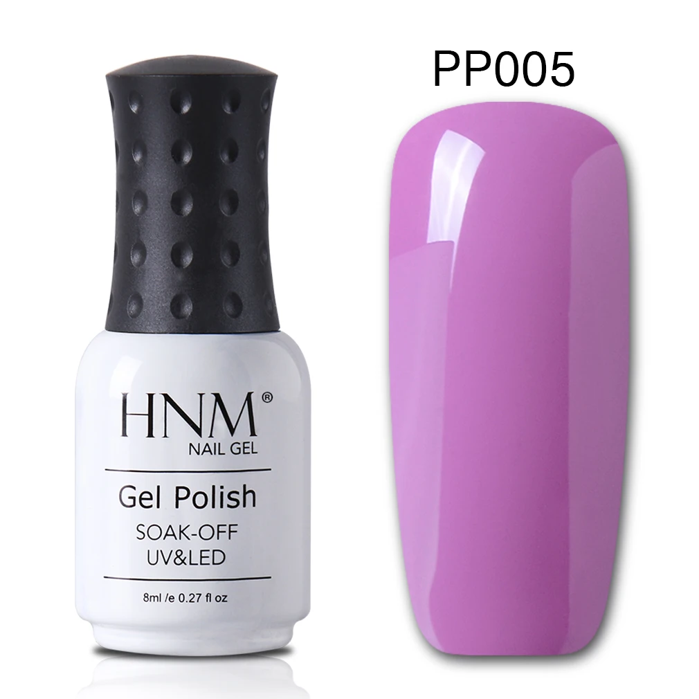 purple 005 HNM 8 мл Гель-лак для ногтей Чистый Розовый Цвет замачиваемый УФ светодиодный лак для нейл-арта Полупостоянный Гибридный Гель-лак базовое верхнее покрытие - Цвет: purple 005