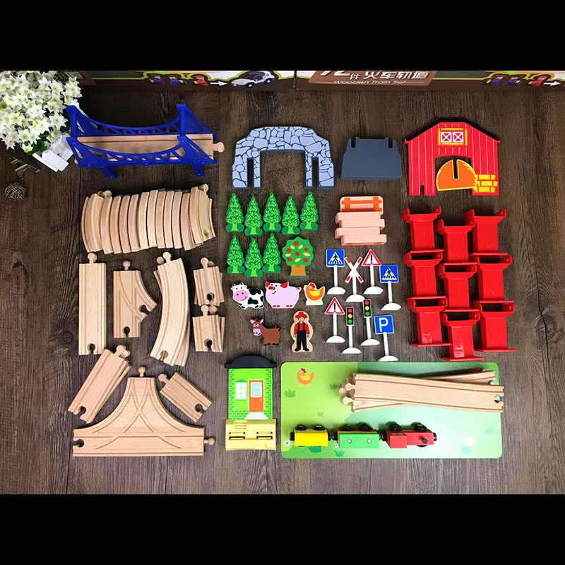 Лидер продаж 82 шт. набор деревянных рельсов буковая направляющая трасса для