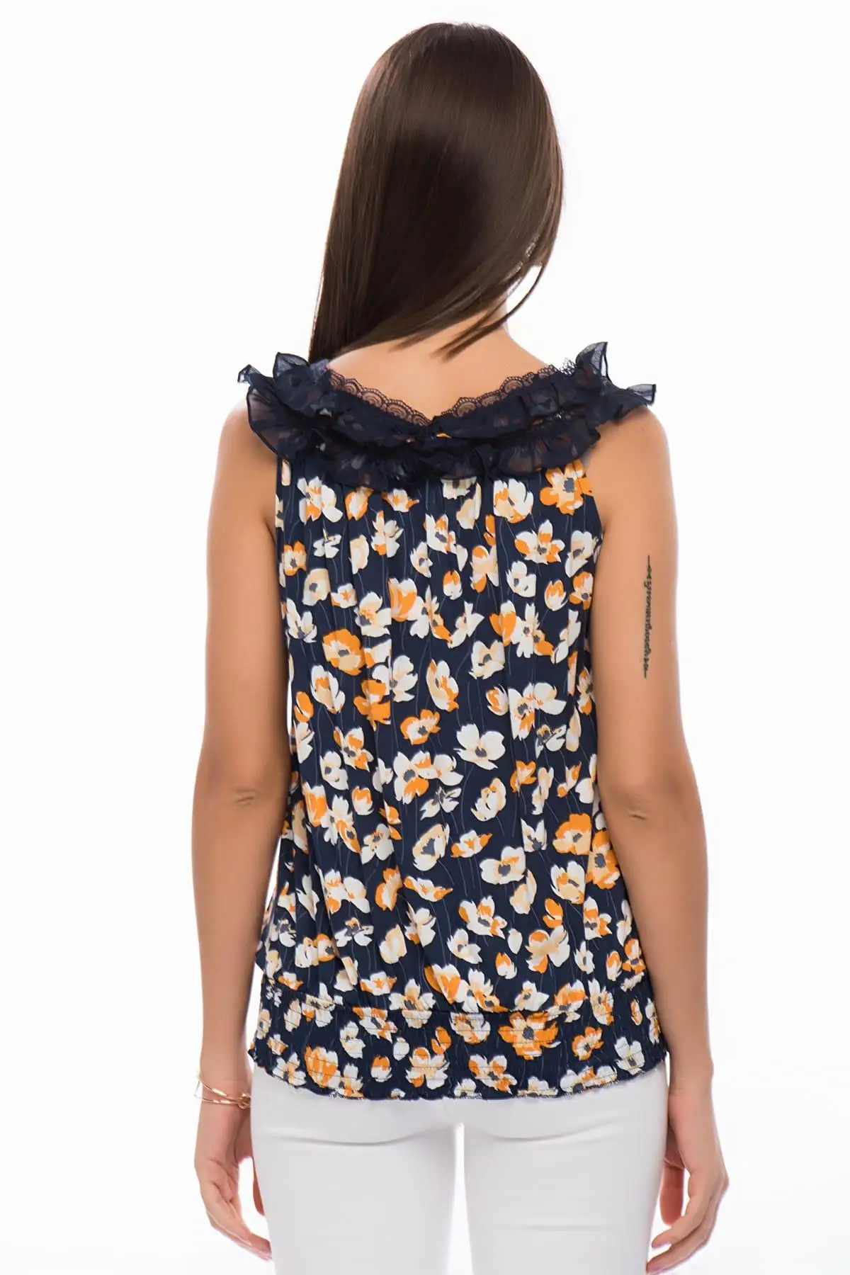 Sans Textile Женская темно-синяя кружевная деталь Bluz 85N5127 |