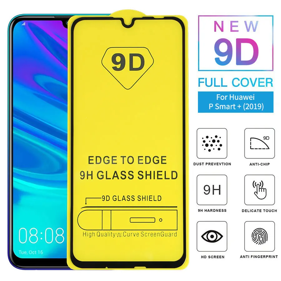 Jappinen 9D Full Glue Tempered Glass on The for Huawei P Smart Plus 2019 Cover Screen Protector Protective Film | Мобильные телефоны
