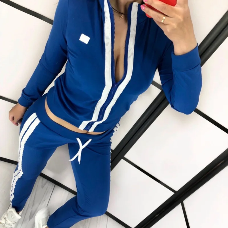

2019 Full Sleeve Patchwork Sexy Autumn Winter Tracksuit Women Set Outfit Fashion Two Pieces Suits Casual Overalls Jumpsuits New