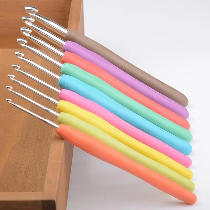 AsyPets 9 шт для взрослых конфетный цвет крючком крючок с мягкой ручкой DIY вязание