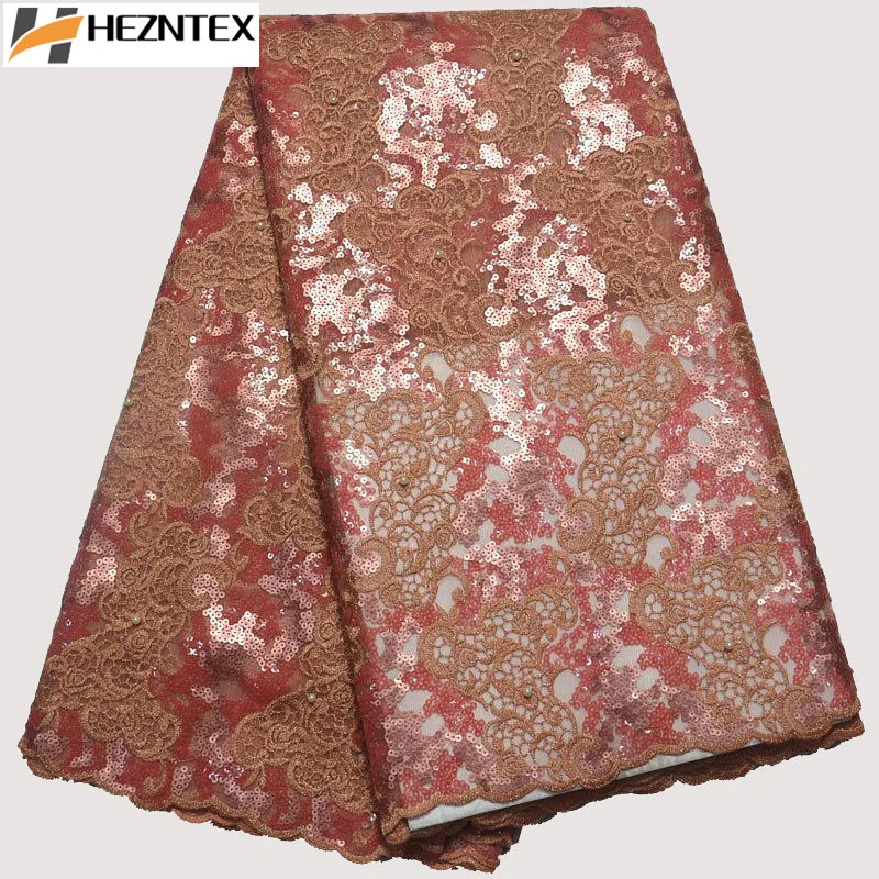 Beaded African Embroidery Lace Fabric With Sequins 5 Yards Hot Selling Organza New Design For Party PSA624-3 | Дом и сад