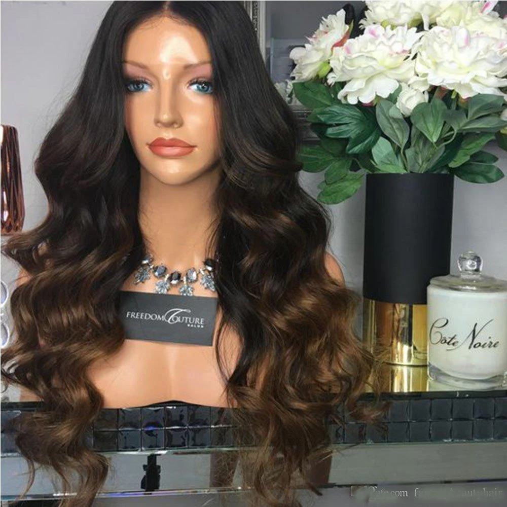 SimBeauty предварительно сорвал Омбре блонд#1B/27 360 фронтальный парик с волосами младенца отбеленные узлы бразильские волосы медовый блонд 360 парик