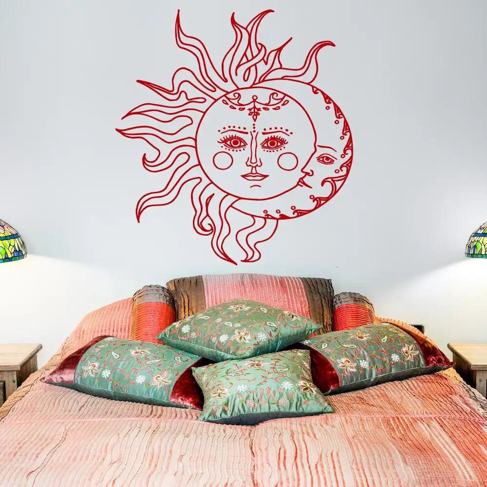 

Sun And Moon Wall Decal Sticker Ethnic Symbol Wall Decals Bedroom Dorm Bohemian Boho Bedding Wall Art Home Decor Stickers A076