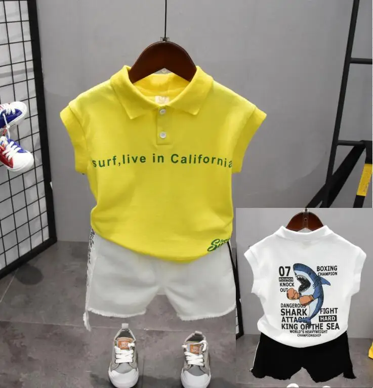 

Summer Kids Clothes New Style Toddler Kids Baby Boys T-Shirt + Shorts Casual 2pcs Outfit Clothes Set for Baby Sets 2-7Years
