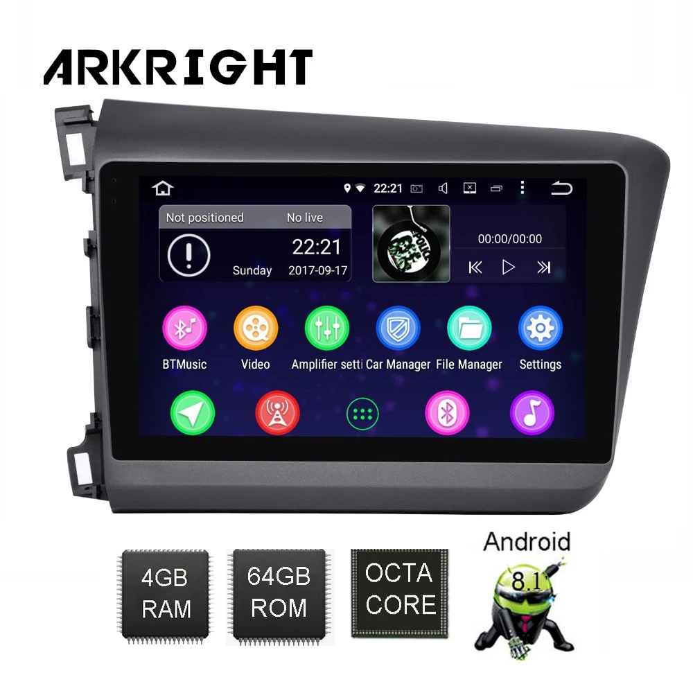 Автомагнитола ARKRIGHT с GPS Навигатором 2Din Android 8 1 4 + 64 ГБ DSP для Honda Civic 2012
